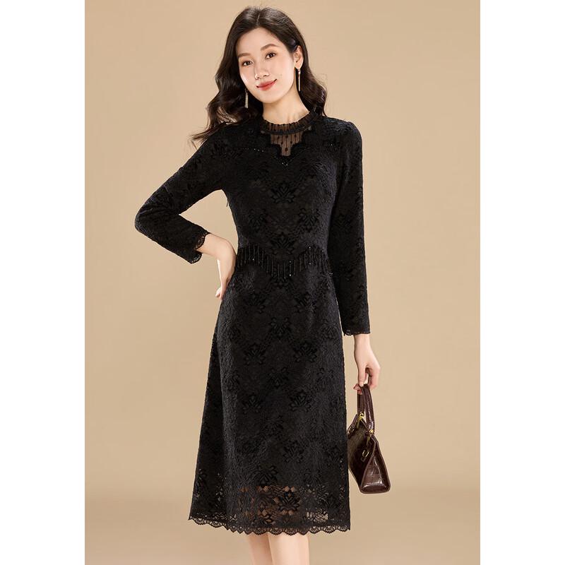 Kebier Elegant Lace Patchwork Slim Midi Dress