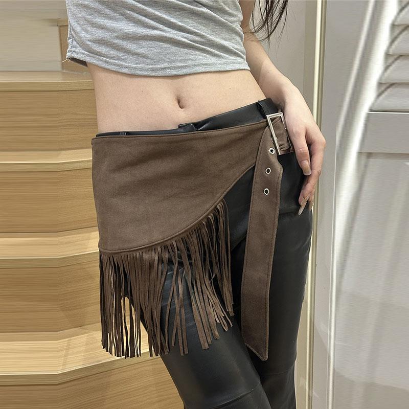 

Retro Western British Style Sheepskin Waist Cover With Personalized Trendy Tassel Women s New Versatile Waist Belt To Look Thin tassel style коричневий