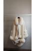 European & American Autumn/Winter Knit Fur Collar Cape with 3 Fur Strips
