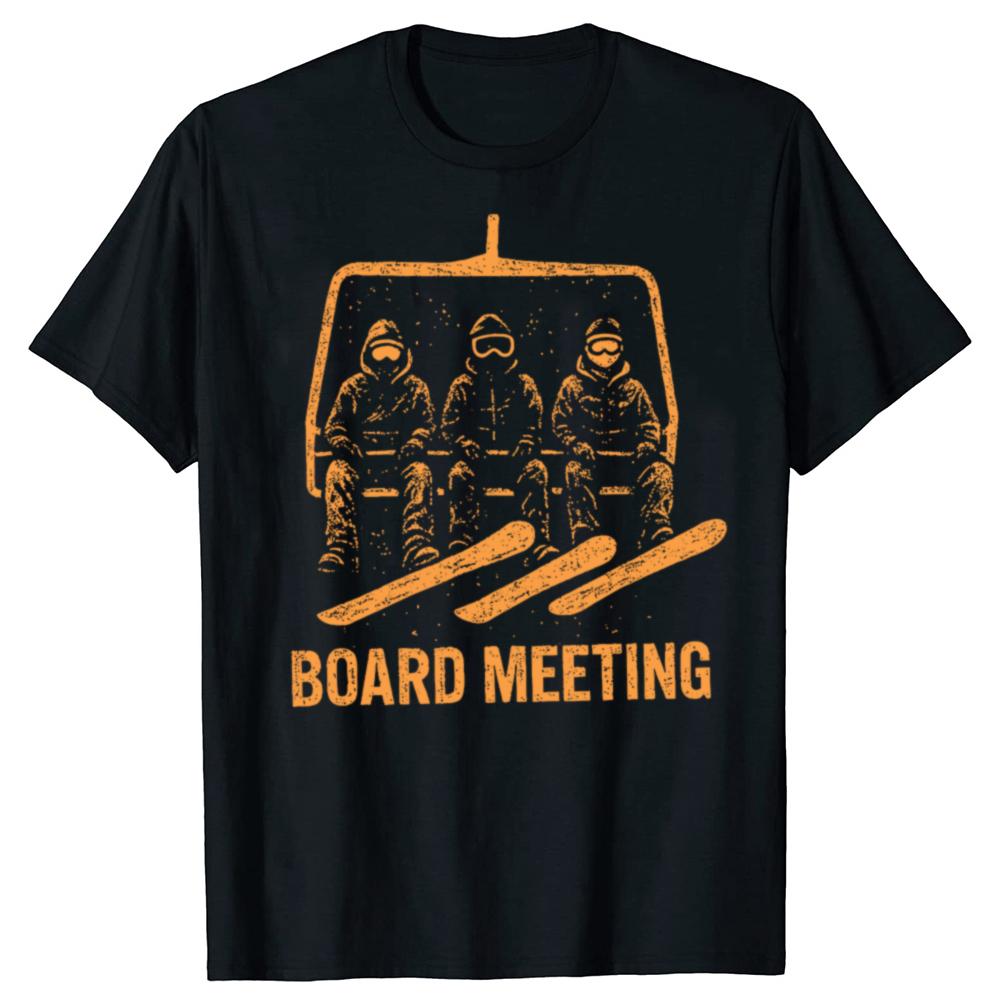 

Snowboard Board Meeting Ski Lift Skier Winter Sports T-shirts Men Print Tshirt Loose Oversized Streetwear Hip Hop Unisex T Sh... S разноцветный