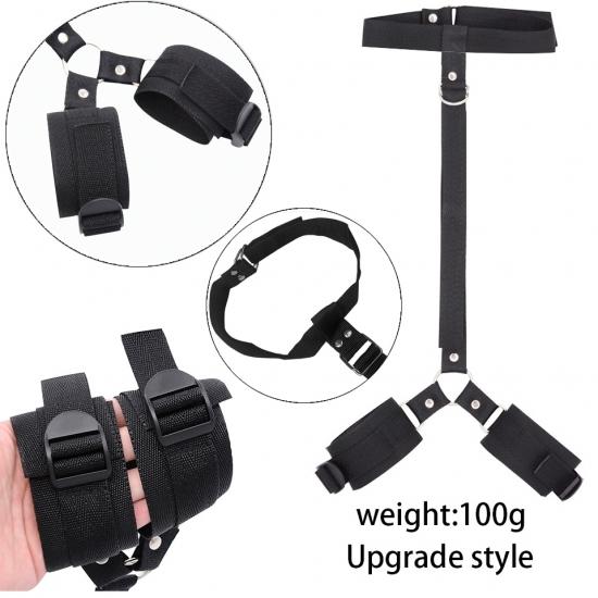 Neck to Wrist Restraints kit  Sexy women BDSM Fetish Behind Back Handcuffs Collar Adjustable Bondage Set Couple SM Sex Game