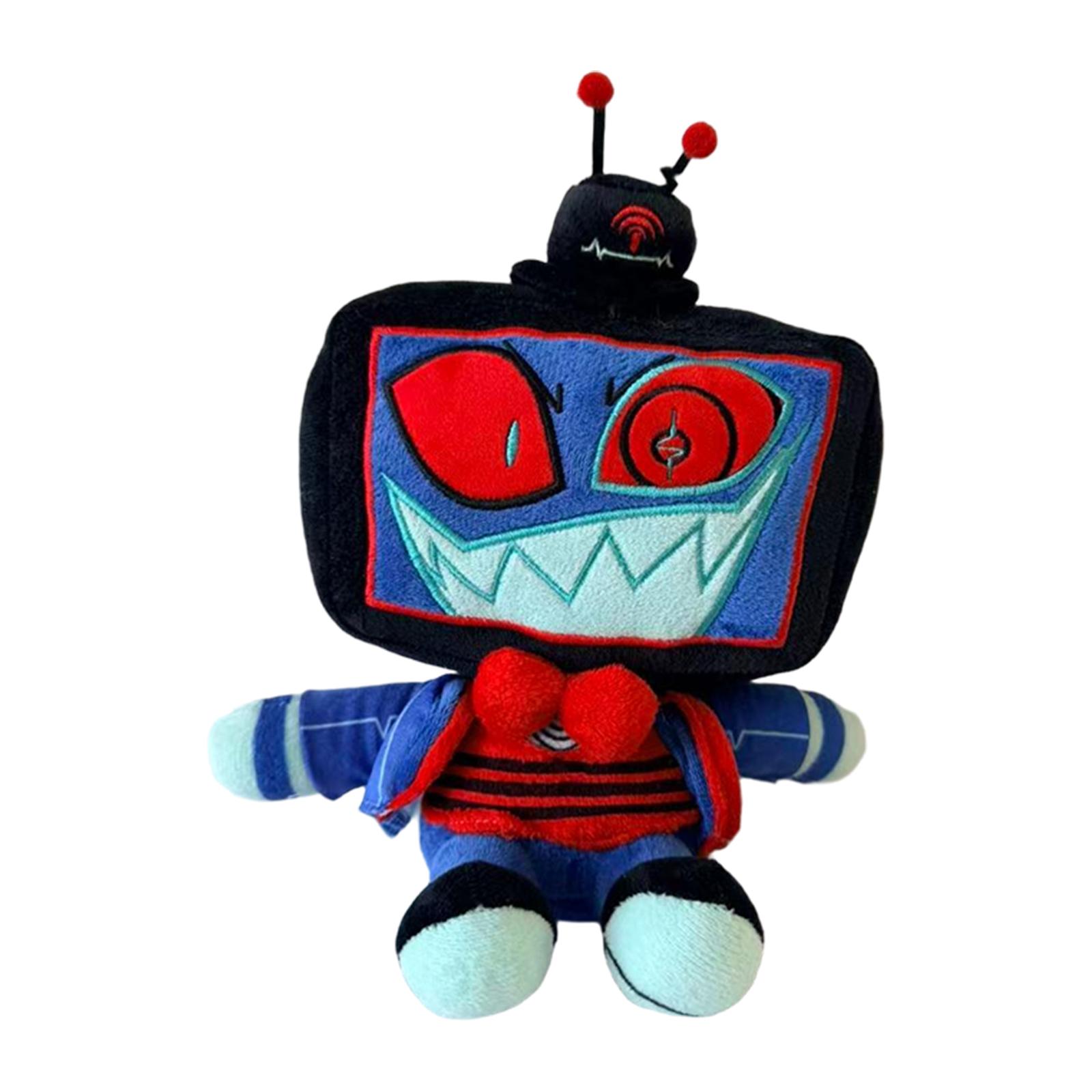 

Plush Toy Soft Stuffed Doll with Cartoon Television Head and Embroidered Face Design for Home Decor and Collectible Display One Size
