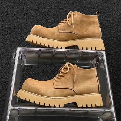 Diseño de Marca Talla Grande Alta Calidad Tacón Cuadrado Plataforma Punk Dedo Gordo Derby Bota Británica hombre Cordones Botines al Tobillo Zapatos de Hombre