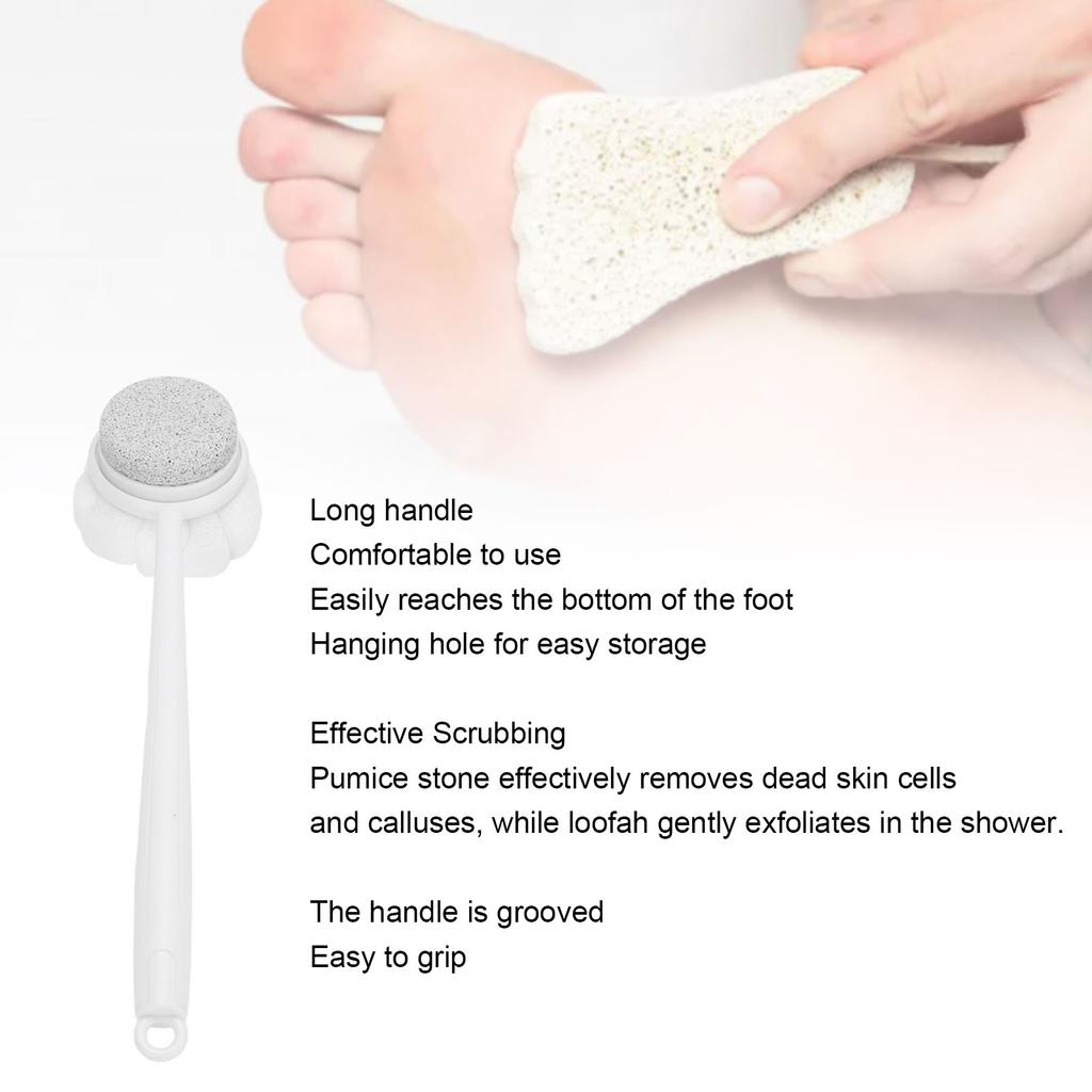 14.57in Shower Body Brush Bath Scrubber Pumice Stone and Shower Brush with Long Handle