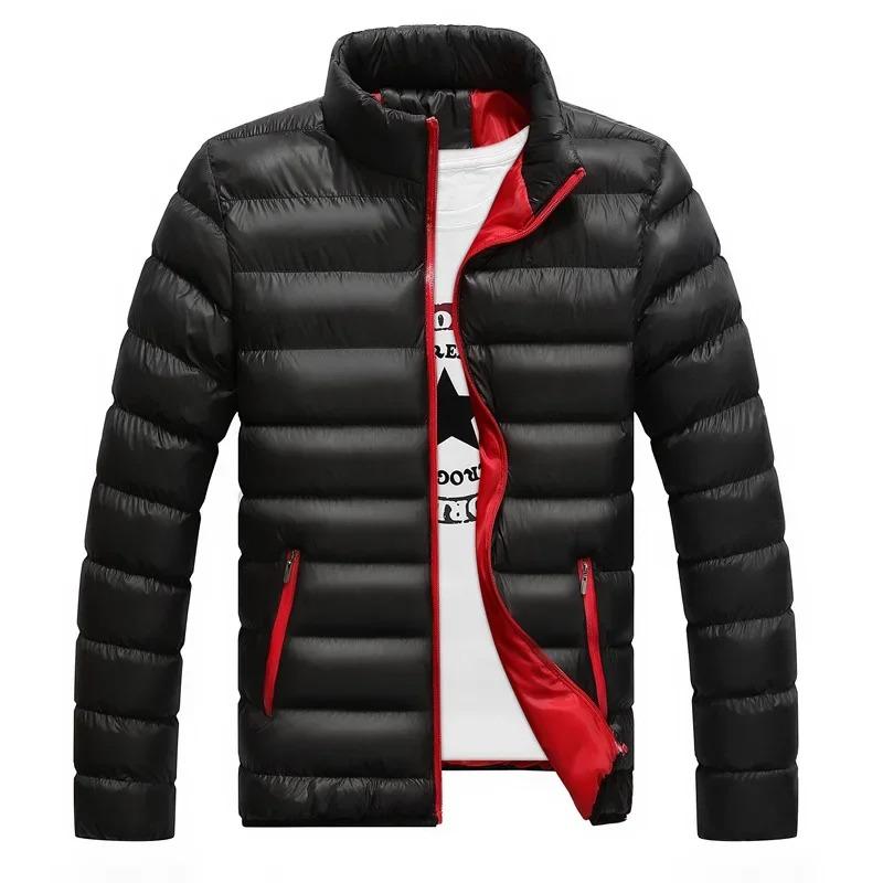 Large Size Printed Cotton Jacket Korean Style Stand Collar Loose Men's Outerwear Casual Fashionable Cotton Coat