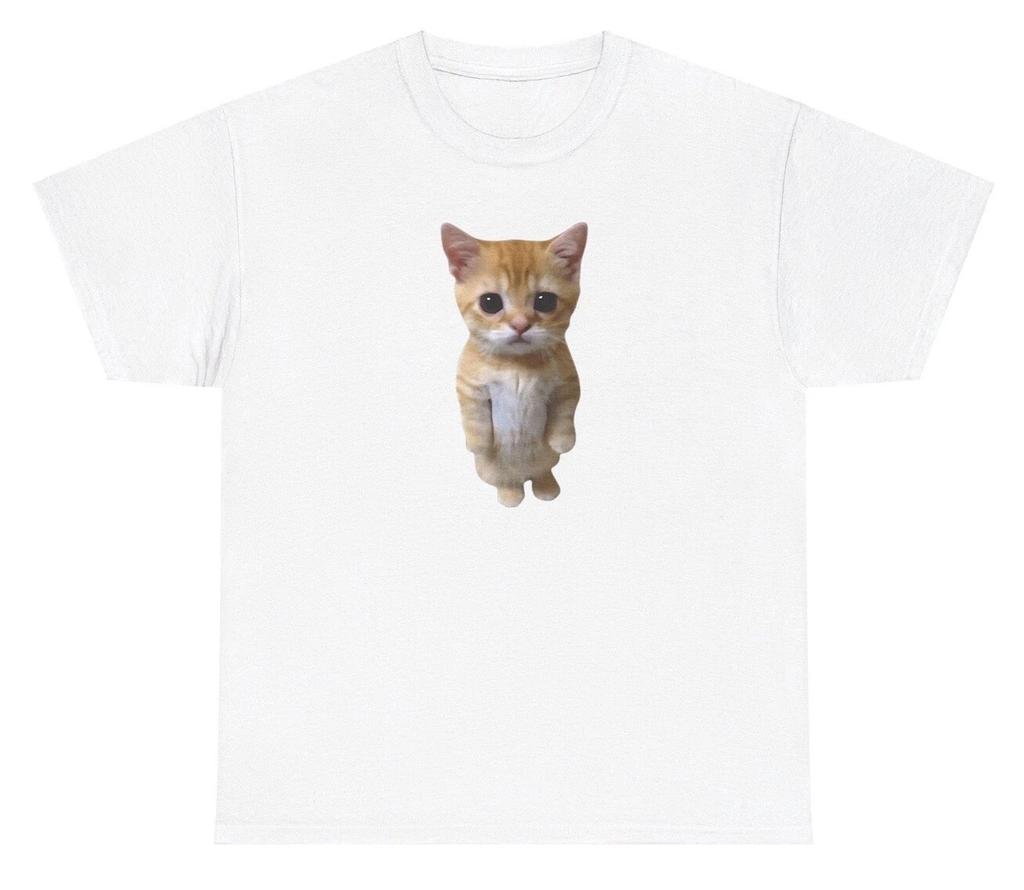 Sad Cat Meme Graphic T Shirt Funny Ironic Gen Z Mental Health Humor Tee