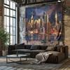 Urban Night View Hanging Cloth  Modern City Skyline Decorative Hanging Painting