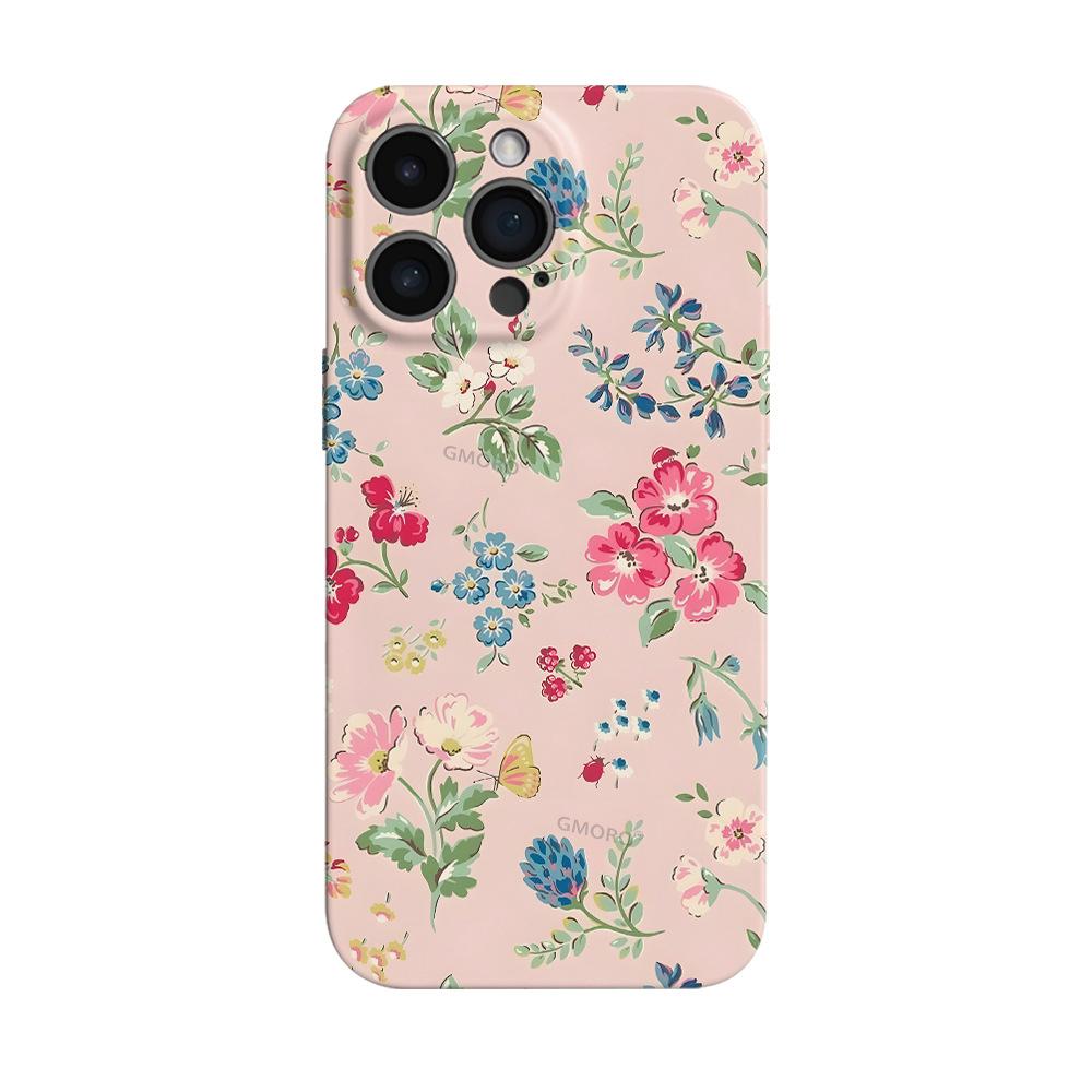 Pastoral Color Flower Mobile Phone Case iPhone14pm Hard Case All-inclusive Film Case Apple 17 Anti-drop High Value