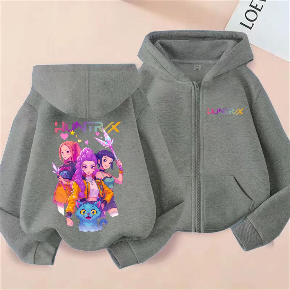 Kpop Dämonenjäger Rumi Mira Zoey Derpy Tiger Reißverschluss Hoodie Herren Damen Mode Oversized Streetwear Männlich Lässig Kapuzenpullover mit Reißverschluss