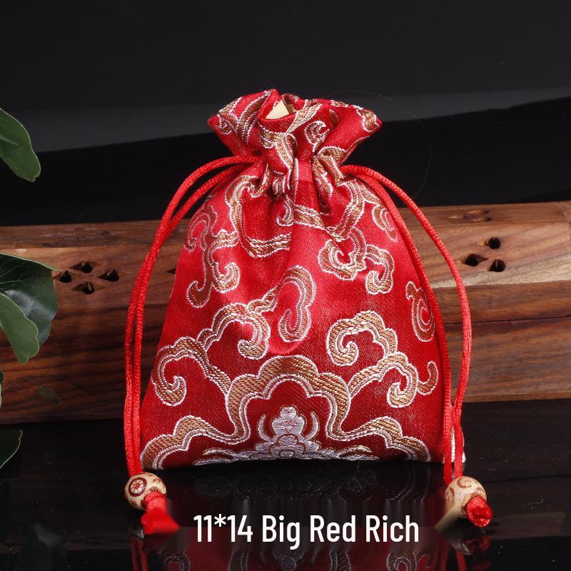 Silk Satin Jewelry Drawstring Bag - Small Brocade Storage Pouch