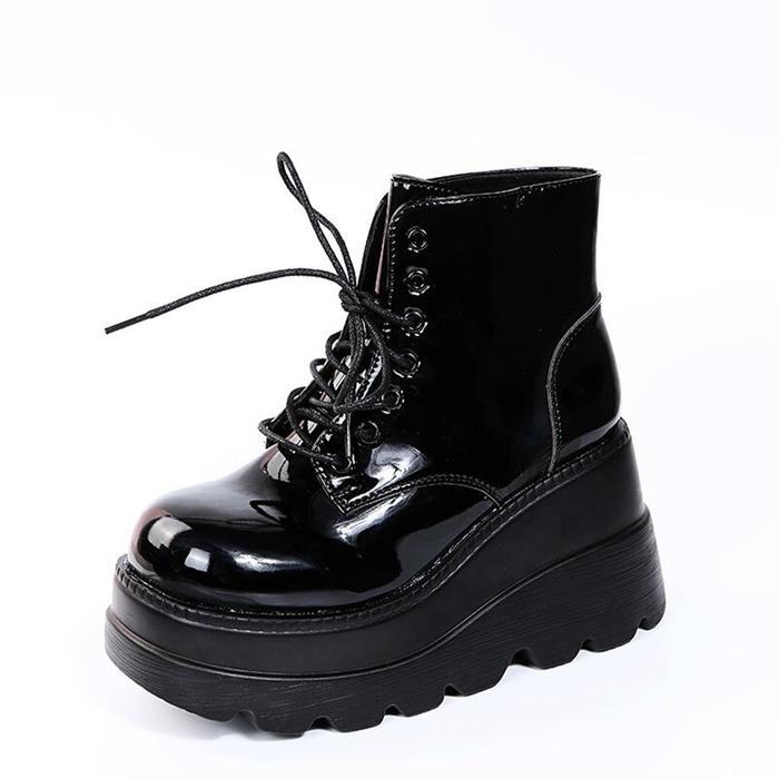 Botines Negros Mujer Gótico Punk Combat Lace Up Zapatos de Plataforma  comprar a buen precio — entrega gratuita, reseñas reales con fotos — Joom