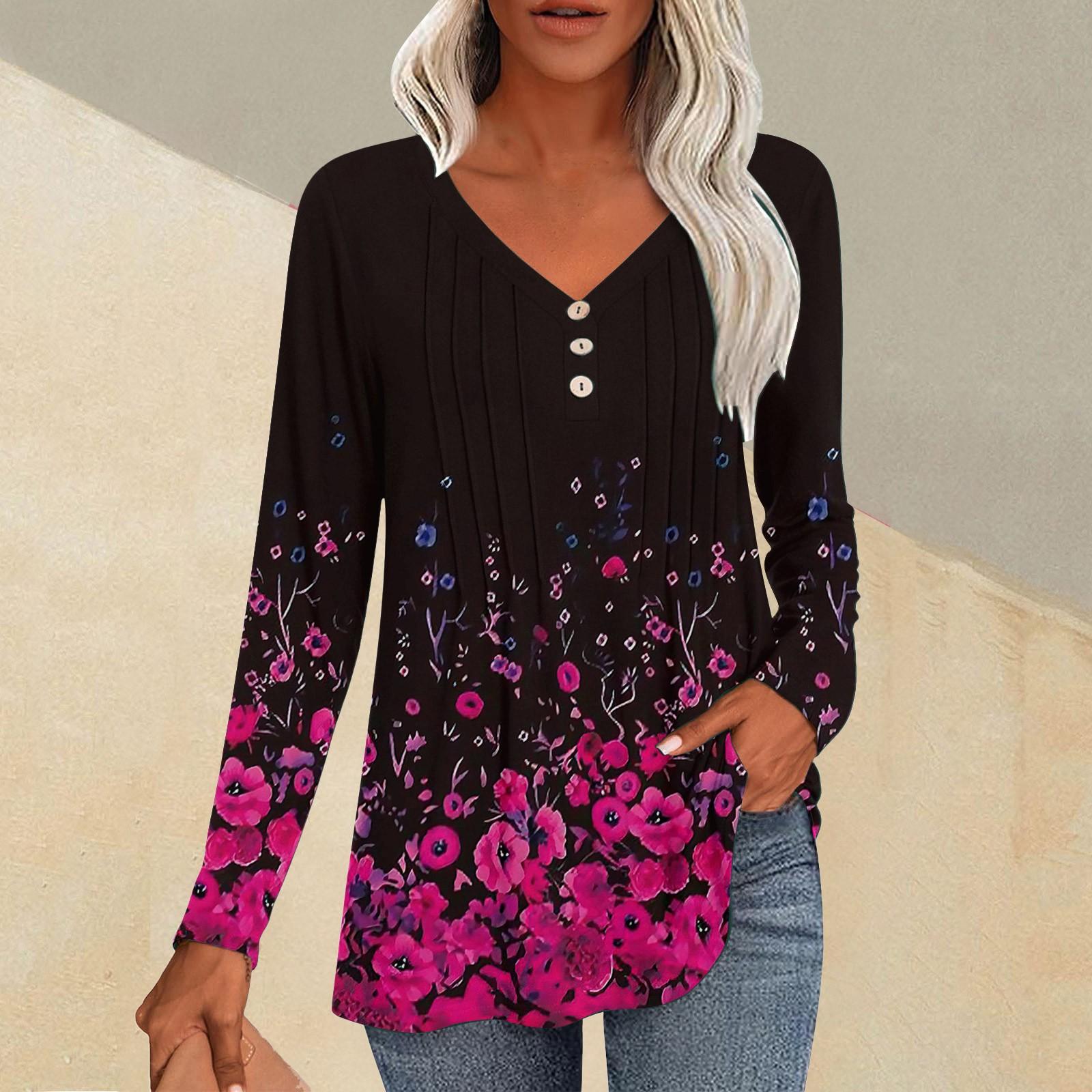 

Женская модная повседневная плиссированная футболка с V-образным вырезом и градиентным принтом с длинным рукавом XL небесно-голубой