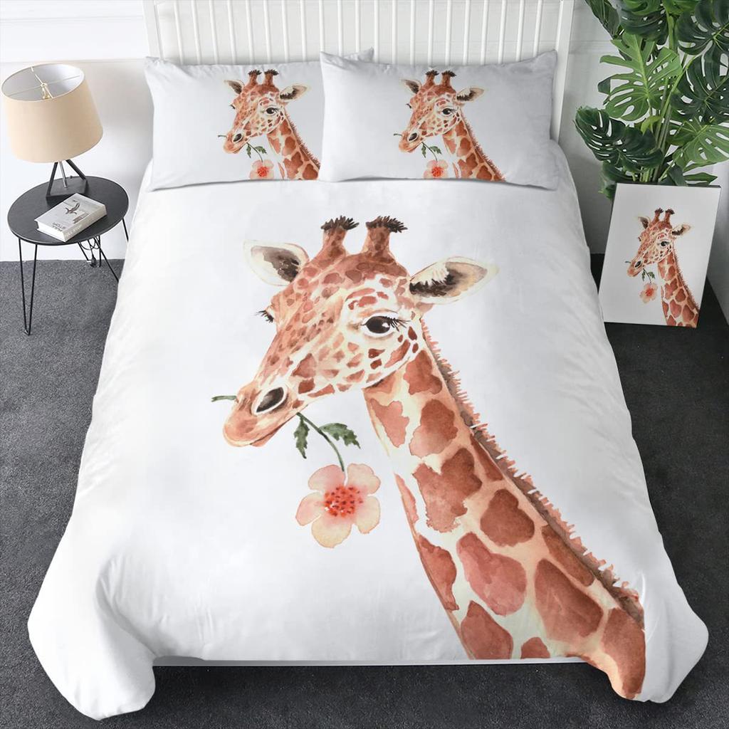Aquarell Giraffe Bettwäsche Dreiteiliger Bettbezug
