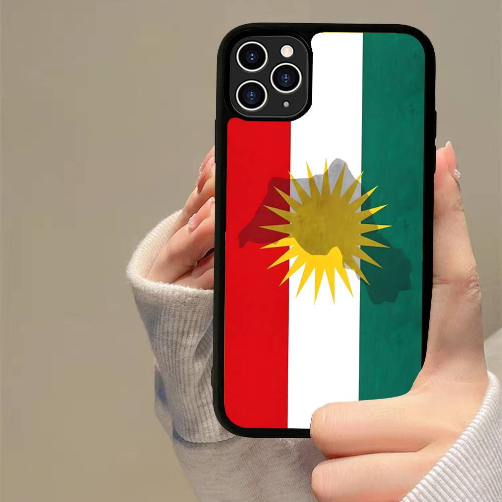 K-Kurdistan Flag Phone Case Silicone PC+TPU For For IPhone 11 12 13 14 15 16 Plus Pro Max Cover