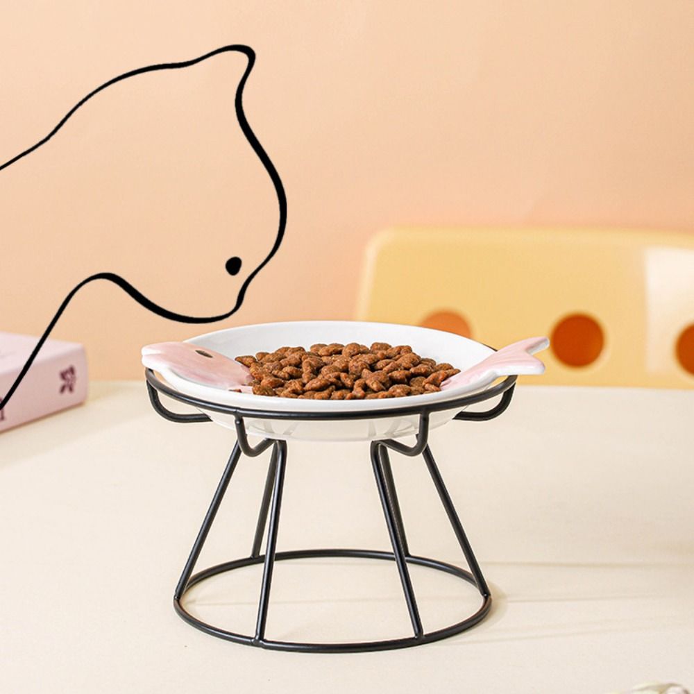 Ceramic Pet Food Water Bowl Cute Raised Pet Feeder Easy To Clean Pet Food Dispenser Pet Supplies