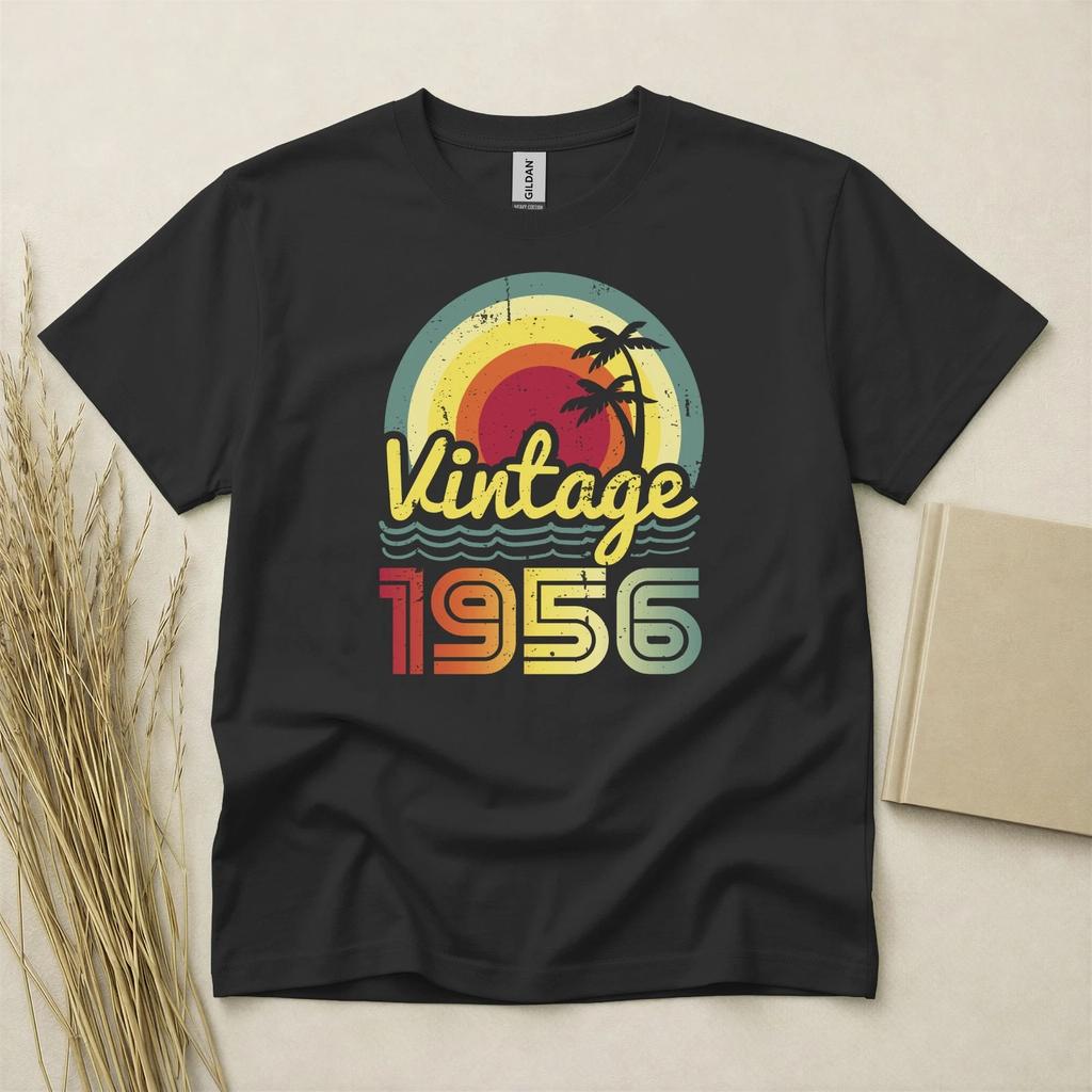 70th Birthday T-shirt Born In 1956 70 Years Old Gifts Retro Vintage Palm Trees