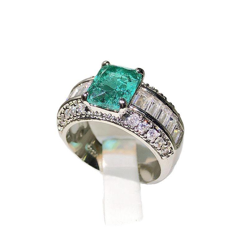 2025 European-American Exquisite Paraiba Princess Ring - Light Luxury Rectangular Design
