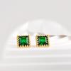 Elegant Green Zirconia Stud Earrings: Retro, Fashionable, Versatile Style with Rhinestone Inlay for Women.