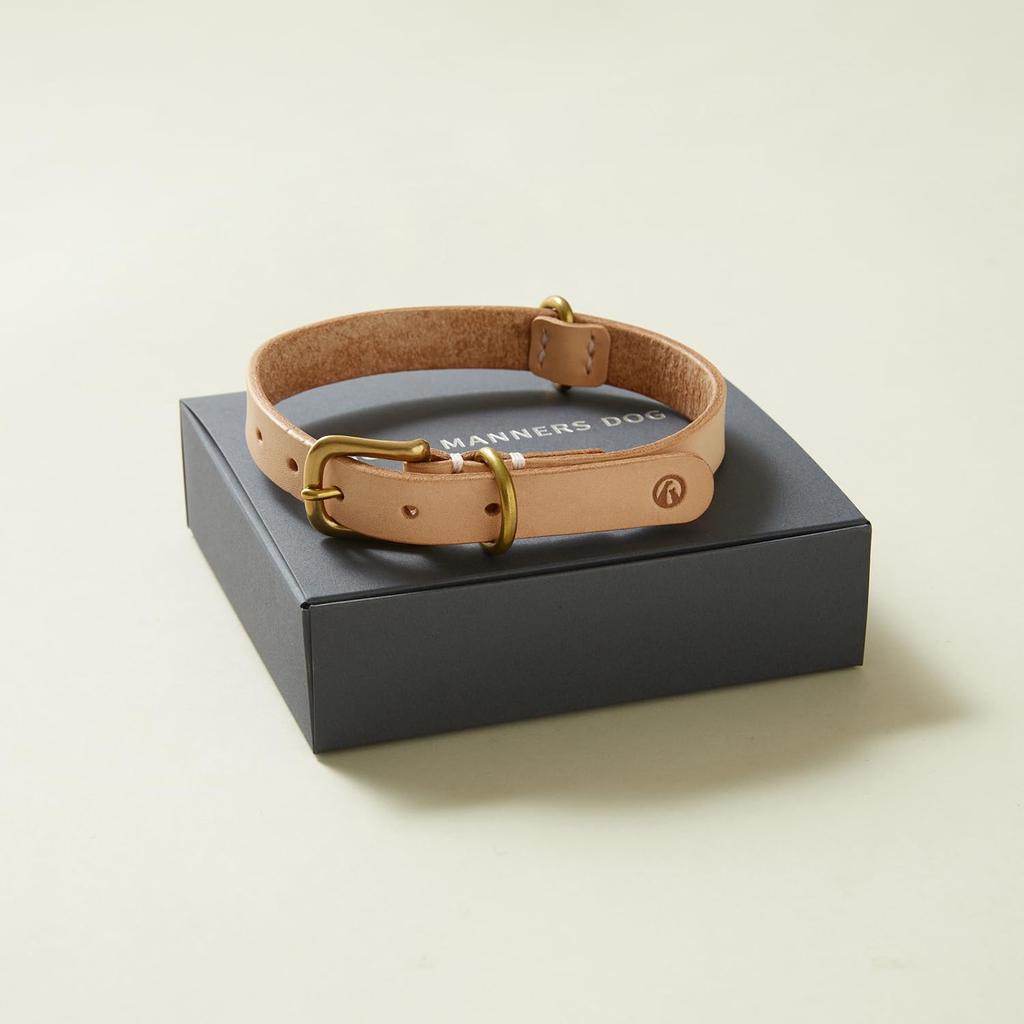 We Original All Leather Collar Natural GOOD MANNERS DOG SERIES - (S) /