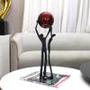 Creative Black Cast Iron Figure Sculpture, Holding a Silver Ball, Desktop Decoration Ornaments, Metal Crafts, Home Decoration