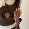 Vintage Style Leopard Print Leather Neck Hanging Sun Glasses Clip On Eyeglasses Chain Storage Necklace Women's Hanging Rope Sweater Chain