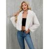 Giacca Corta da Donna Invernale in Ecopelliccia, Cappotto Corto con Scollo a Tacca e Texture Peluche, Capo d'Abbigliamento Casual Chic per Autunno Inverno