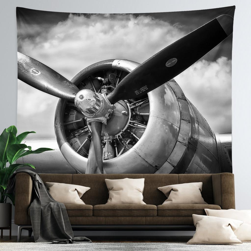 Retro Aircraft Poster Tapestry Supermarine Spitfire B-29 P51 Fighter Wall Hanging Room Decor for Bedroom Dorm Indie