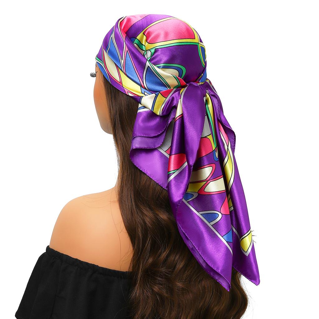 90*90cm Silk Scarf Scarftop Headwraps For Woman Fashion Four Seasons Hair Accessories Hijab Foulard Bandana Femme Headscarf