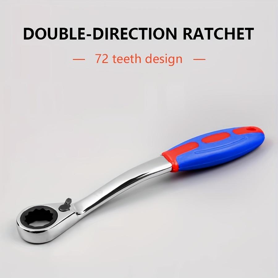 1 Set 7pcs Ratchet Wrench Multi-Specification Adjustable Direction Left And Right Handle Comfortable Anti-Slip Bidirectional Quick Lock Mechanism
