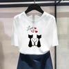 

(Asian Size) Fashion Print Female Cat Lovely Style Trend 90s Casual Women s Top Casual T Clothing Graphic Tee S… More XL
