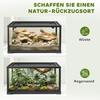 Terrario per Rettili, Vivario da 86 Litri con Porta Scorrevole, Chiusura a Chiave, per Lucertole, Insetti, Ragni, Geco, 60 x 45 x 32 cm, Nero