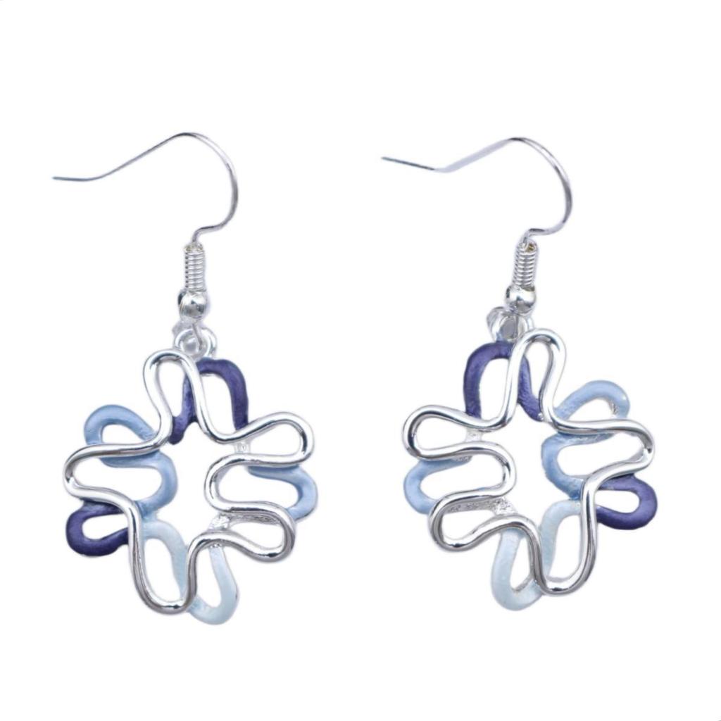 Explosive hollow flower enamel color earrings European and American style line winding earrings commuting versatile light luxury earrings