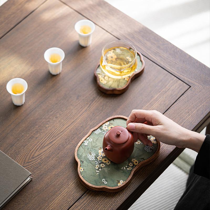 Retro Chinese Ancient Style Bamboo Tea Tray Ceremony Dry Bubble Tray Kung Fu Tea Ceremony Accessories Coffee Table Zen Tea Mat