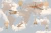 Children's Photo Wallpaper World Map with Balloons and Airplanes DWK296 200x135
