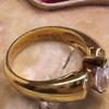 Used [Special Item] Vintage Marquise Cut CZ Ring Silver 925 Gold Color Gorgeous