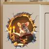 Cozy Cartoon Mouse Reading Book by Candlelight At Mouse Hole Toilet Wall Sticker Self-Adhesive Bathroom Home Decor Art Wholesale
