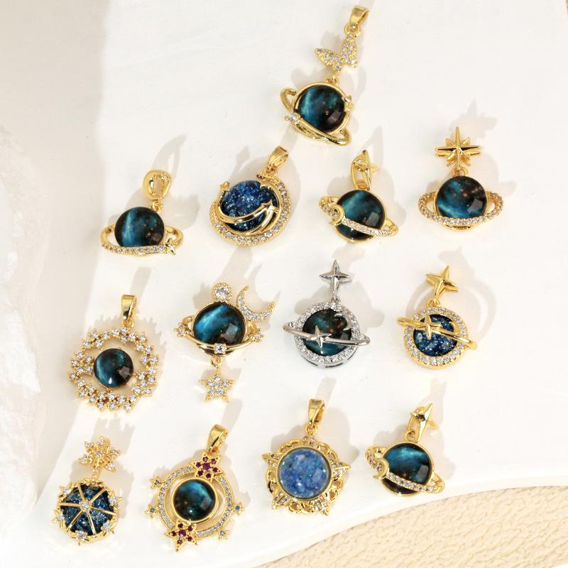 Kupfer Sternenhimmel Sonne & Mond Anhänger Halskette - Vielseitiges Luxus Schlüsselbein Kette Accessoire