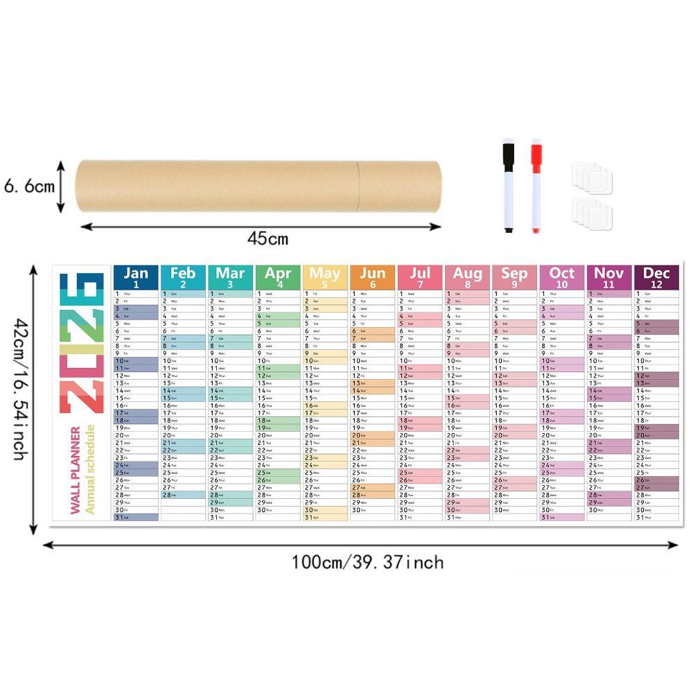 Colorful Large Size Calendar 42x100cm 12 Month Calendar Durable Monthly Planner Calendar  Home Use