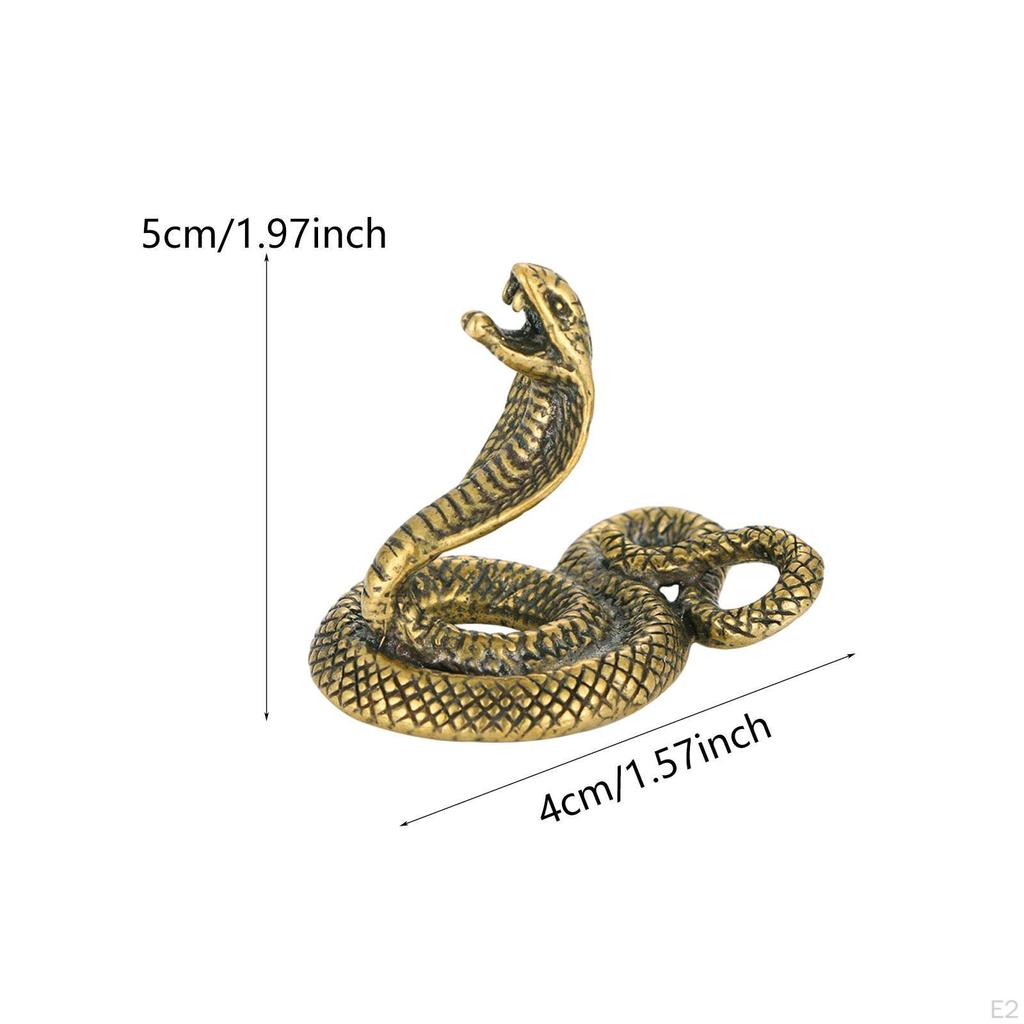 Brass Snake Sculpture Chinese Year Statue Adornment 1.97inchx1.57inch Mini Animal Figurine for