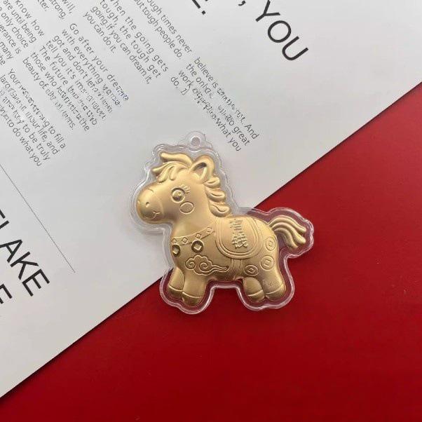 2026 Year of the Horse Pure Gold Keychain: Lucky Horse Pendant and Phone Charm Birthday Gift