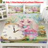 3pcs Fitted Sheet Set Soft Fluff Town Lulu-Sleepy Bunny Breathable Fitted Sheet Set for Home Decor with 2 Pillowcases For Kids