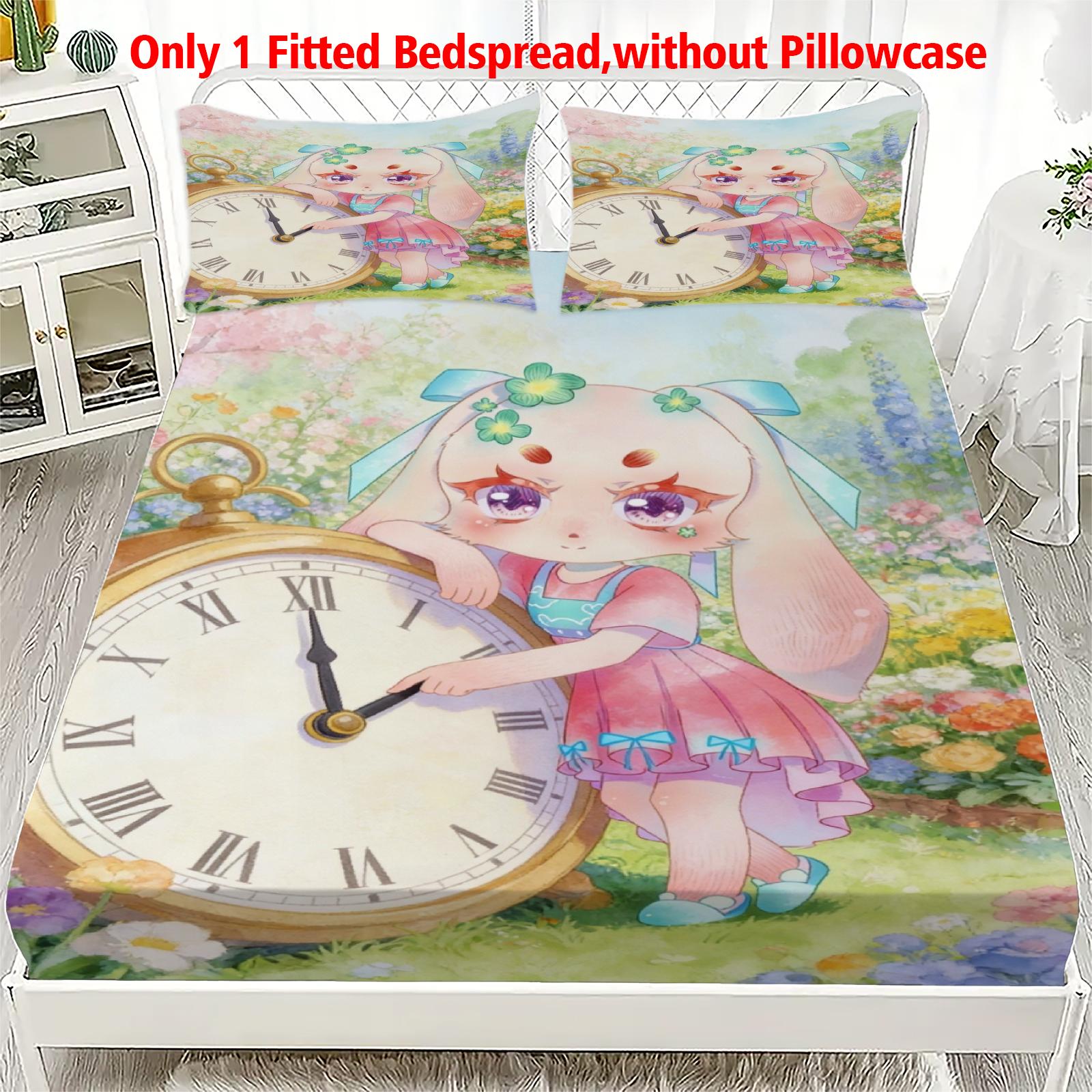 

3pcs Fitted Sheet Set Soft Fluff Town Lulu-Sleepy Bunny Breathable Fitted Sheet Set for Home Decor with 2 Pillowcases For Kids 90x200x25cm