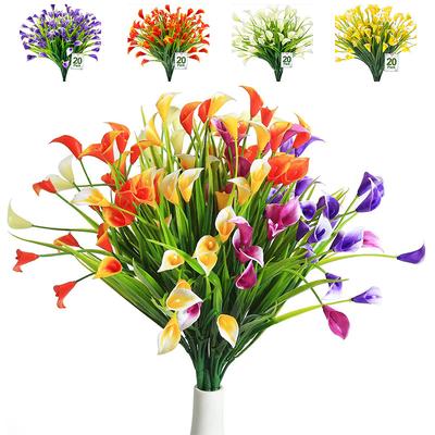 14 " Kunstblume Calla Lilie Kunstpflanze Zuhause Innen Außen Kunstrasen UV-Schutz Dekorative Blumenanordnung