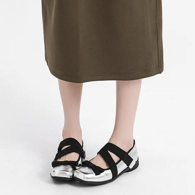 Projektant Mody Wiosenne Damskie Buty Mary Jane Moda Kwadratowy Nosek Damskie Wygodne Miękka Podeszwa Płaskie Buty Damskie Wygodne Baleriny