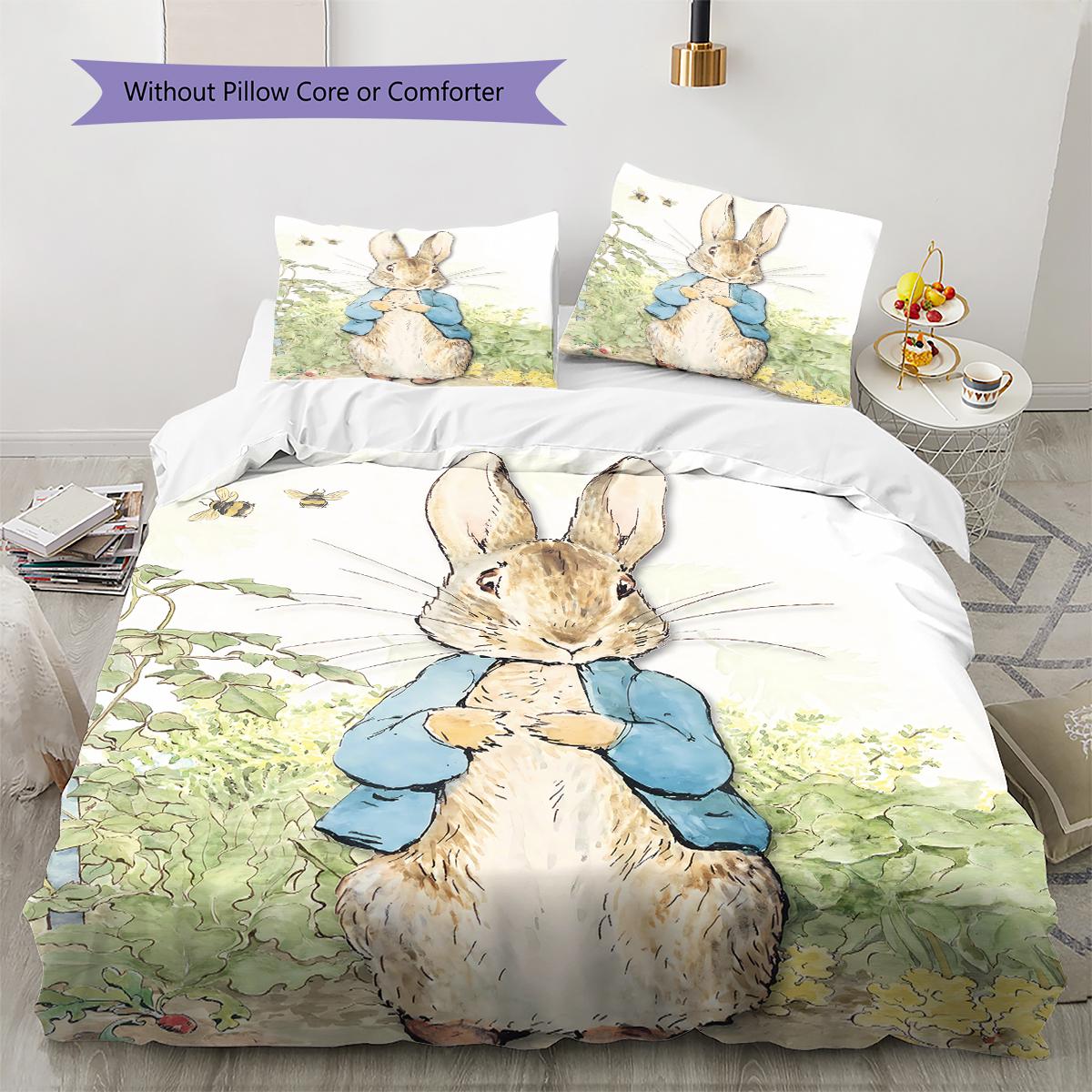 

Peter Rabbit Pattern Bedding,Quilt Set Quilt Cover Pillowcase Home Birthday Gift (1 * duvet cover + 2 * pillowcase, without core) 140x200cm