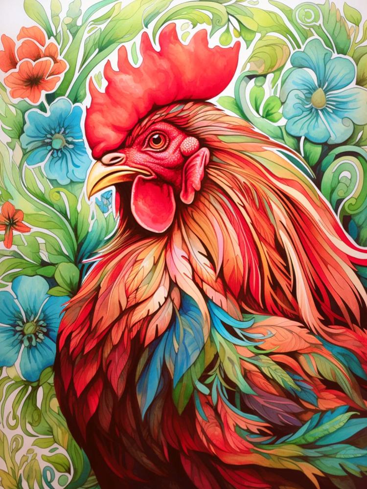 

5D Алмазная роспись Петух Полный Круг Квадратная Алмазная Мозаика Домашнее Украшение Сделай Сам Ручная Работа Домашнее Украшение Гостиной Full Round 20x30CM