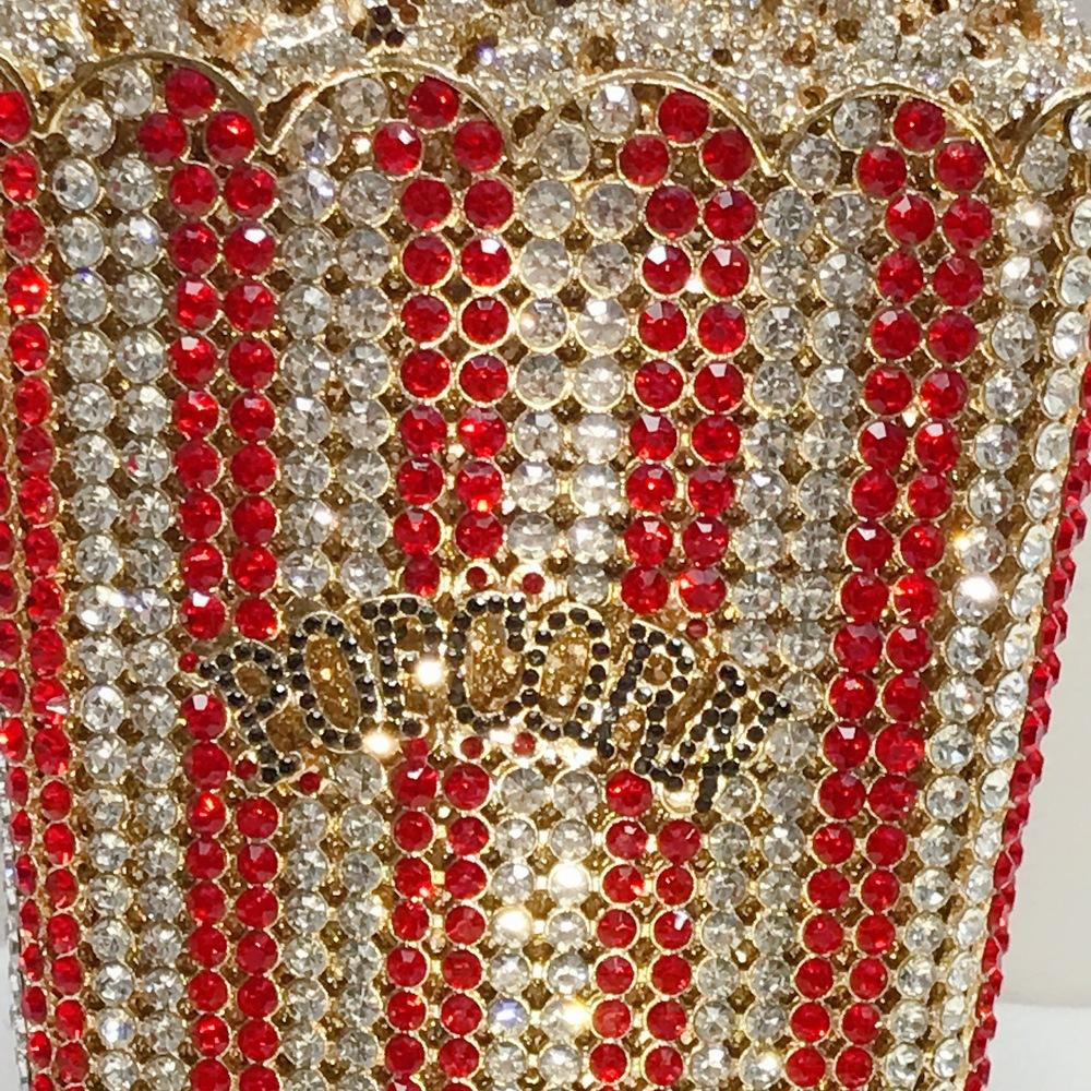 Popcorn White Clear/Red Evening Clutch Bag Wedding Purse Handmade Dazzling Women Shoulder Chain Handbags Party Cocktail Clutches