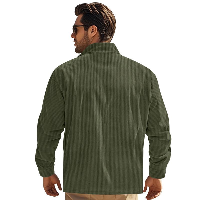 Men'S Jacket Autumn Corduroy Thin Lapel Single-Breasted Multi-Pocket Casual Long-Sleeved Shirt