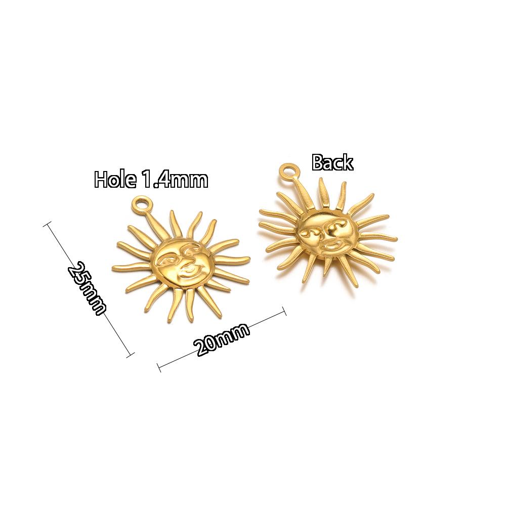 5Pcs Stainles Steel Face Sun Flower Gold Charms for DIY Hiphop Necklace Pendants Supplies Jewelry Findings Women Earrings Making