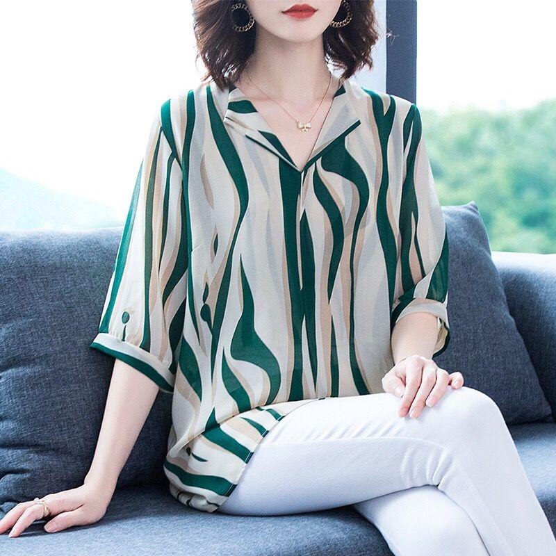 Summer Chiffon Shirt Large Women's Loose Top Summer Comfortable Casual Girls' Clothing